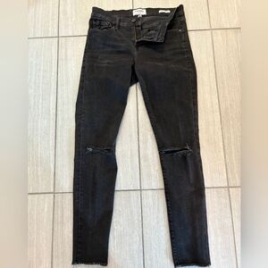 Frame Black Distressed Skinny Jeans